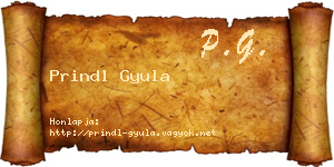 Prindl Gyula névjegykártya